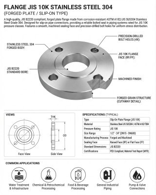 FLANGE JIS 10K STAINLESS STEEL 304 (FORGED)