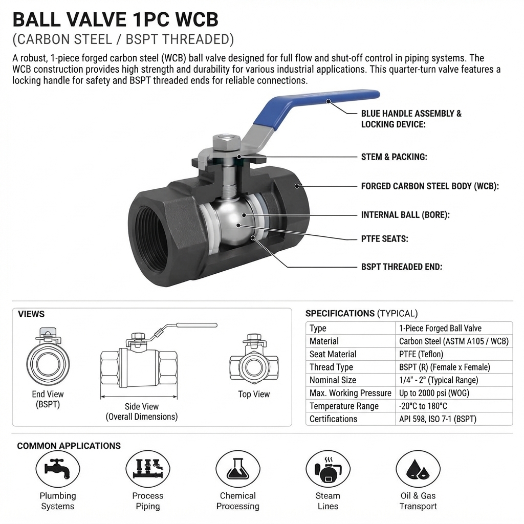 BALL VALVE 1PC WCB BSPT