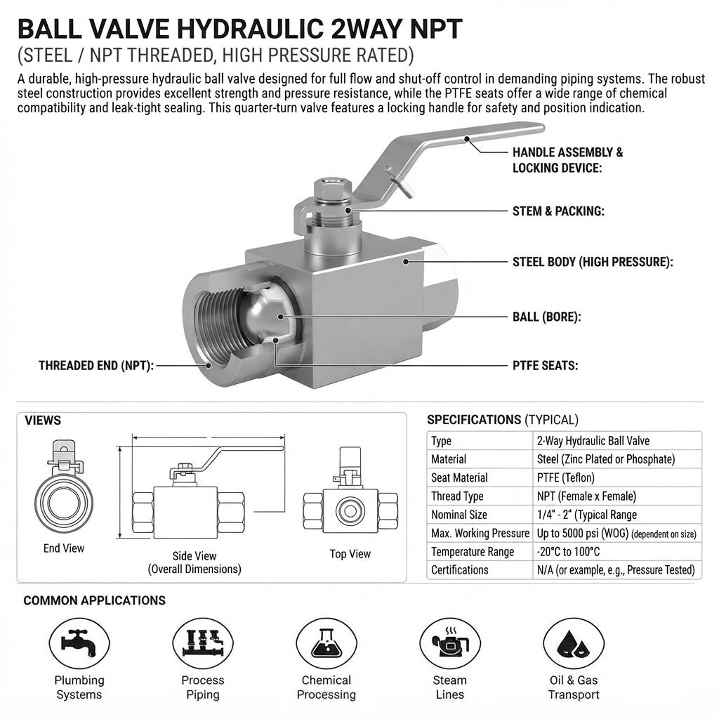 BALL VALVE HYDRAULIC 2WAY NPT