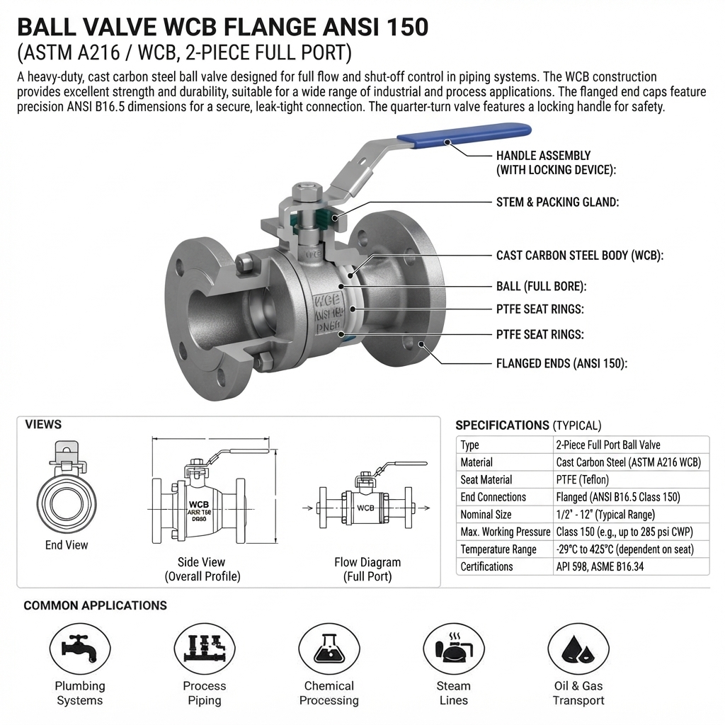 BALL VALVE WCB FLANGE ANSI 150