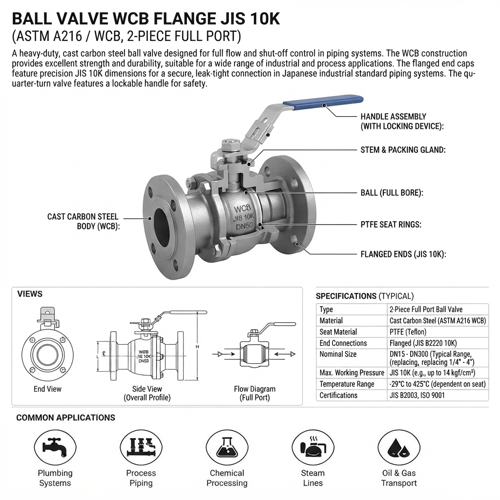 BALL VALVE WCB FLANGE JIS 10K