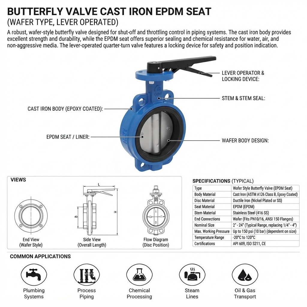 BUTTERFLY VALVE CAST IRON EPDM