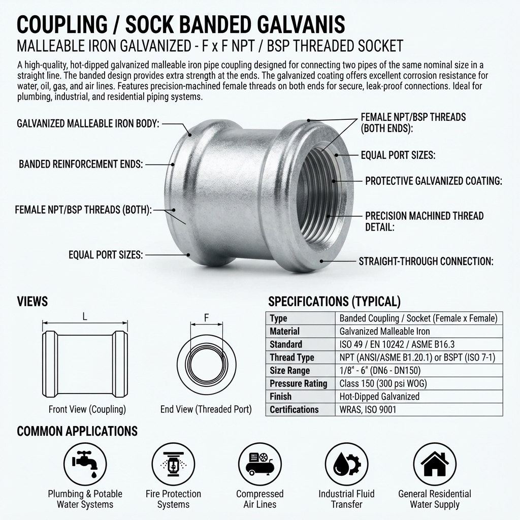 COUPLING / SOCK BANDED GALVANIS