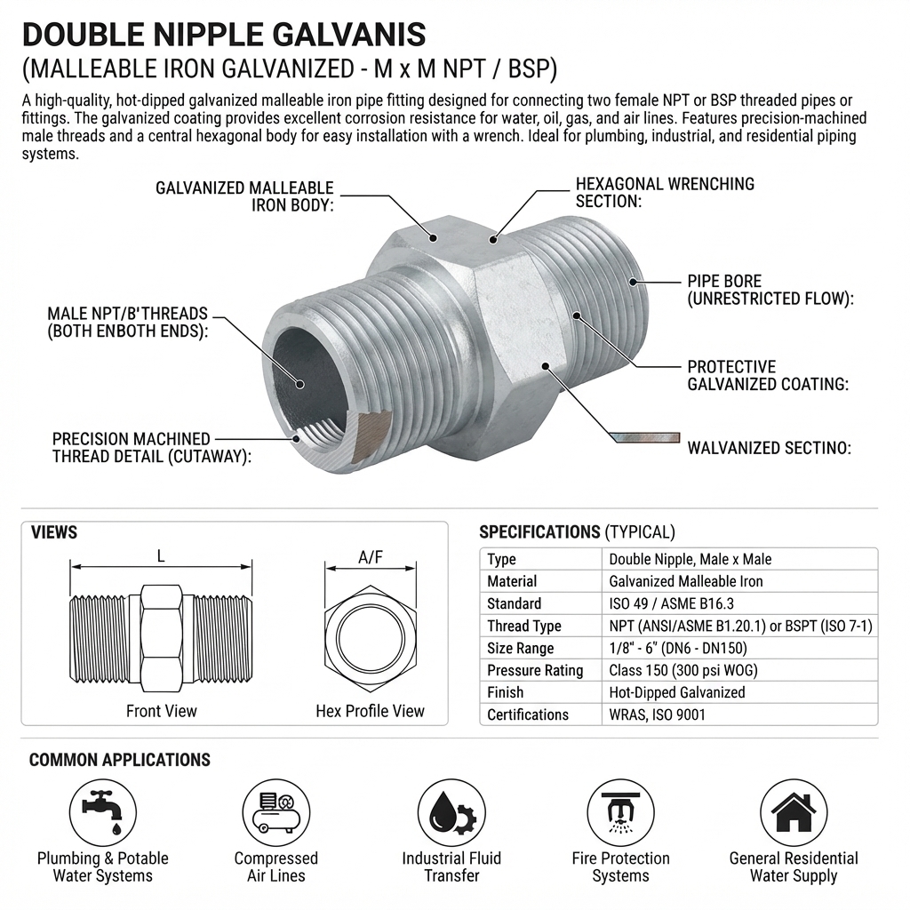 DOUBLE NIPPLE GALVANIS