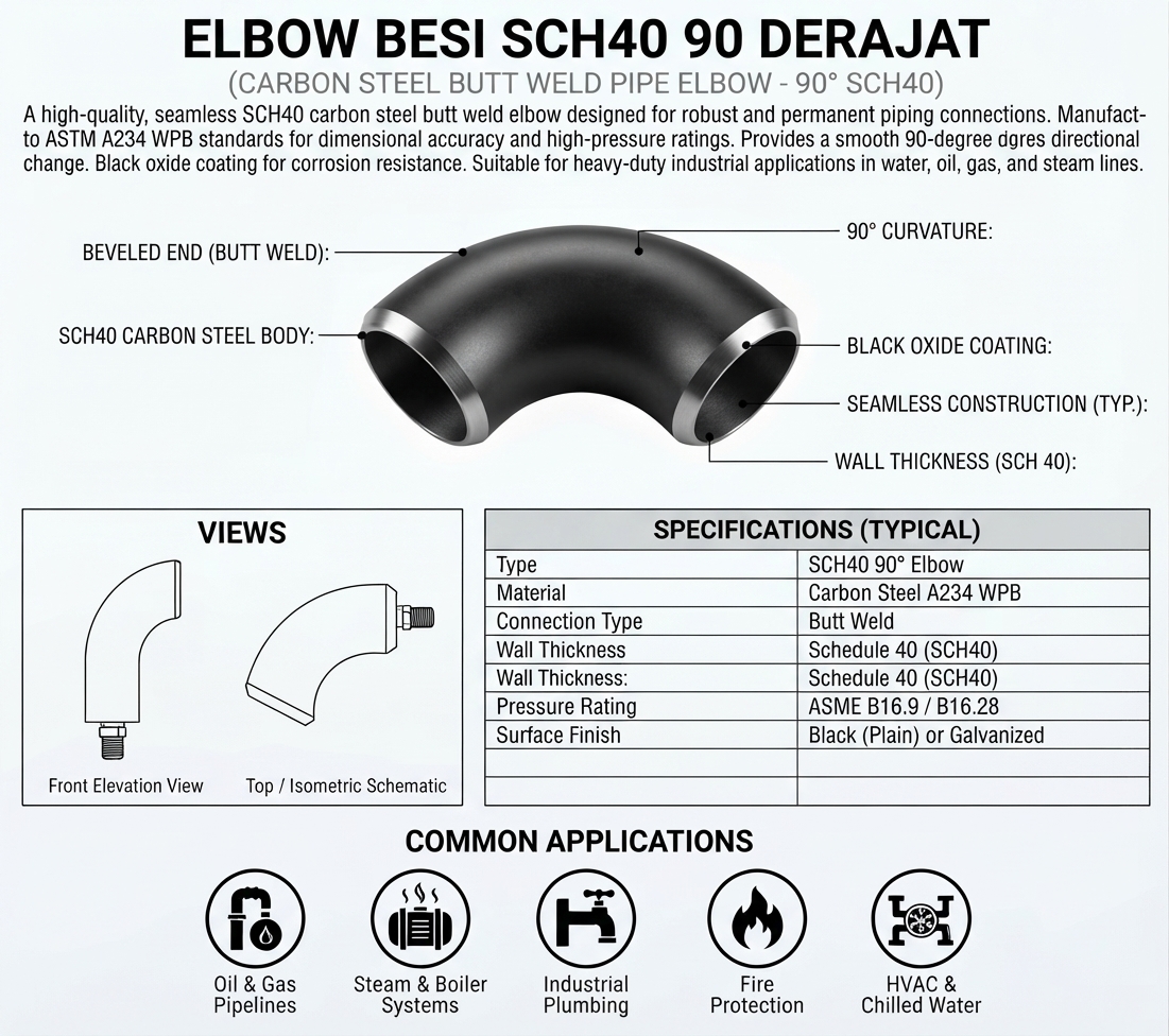 ELBOW BESI SCH40 90 DERAJAT