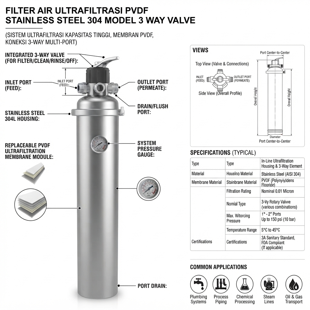 FILTER AIR ULTRAFILTRASI PVDF STAINLESS STEEL 304