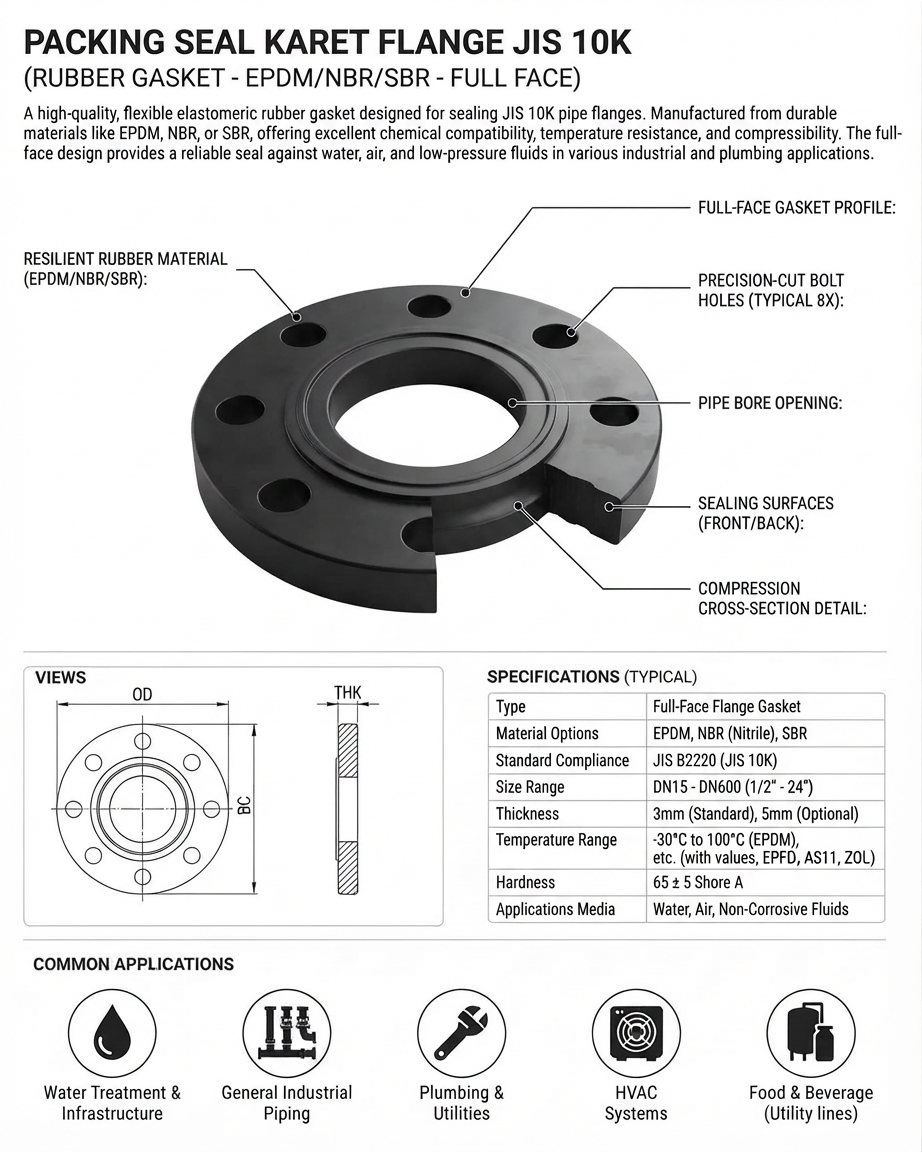 PACKING SEAL KARET FLANGE JIS 10K