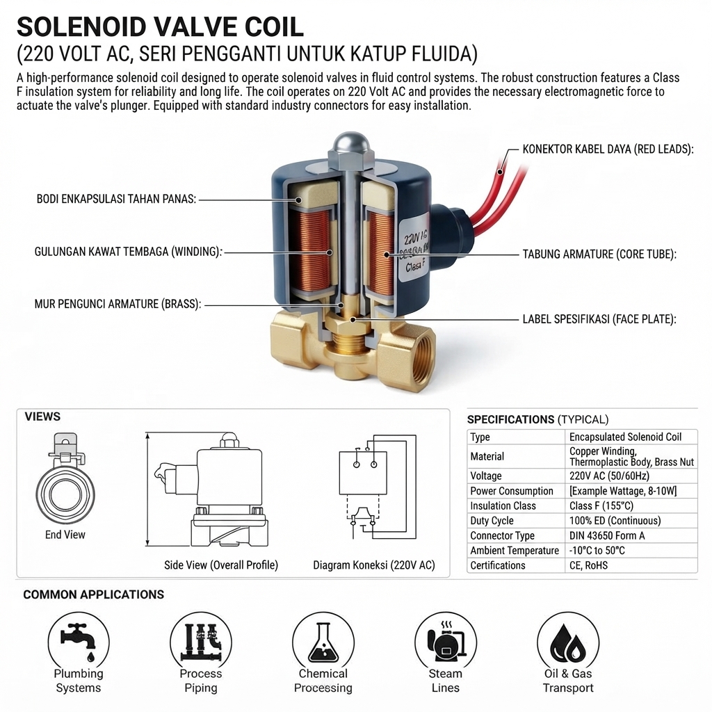 SOLENOID VALVE COIL 220 VOLT AC