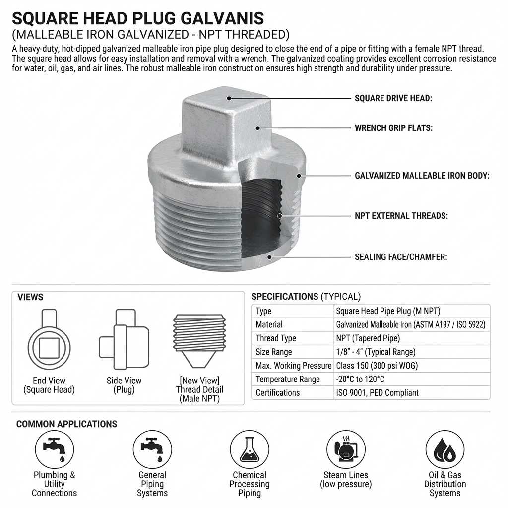SQUARE PLUG GALVANIS
