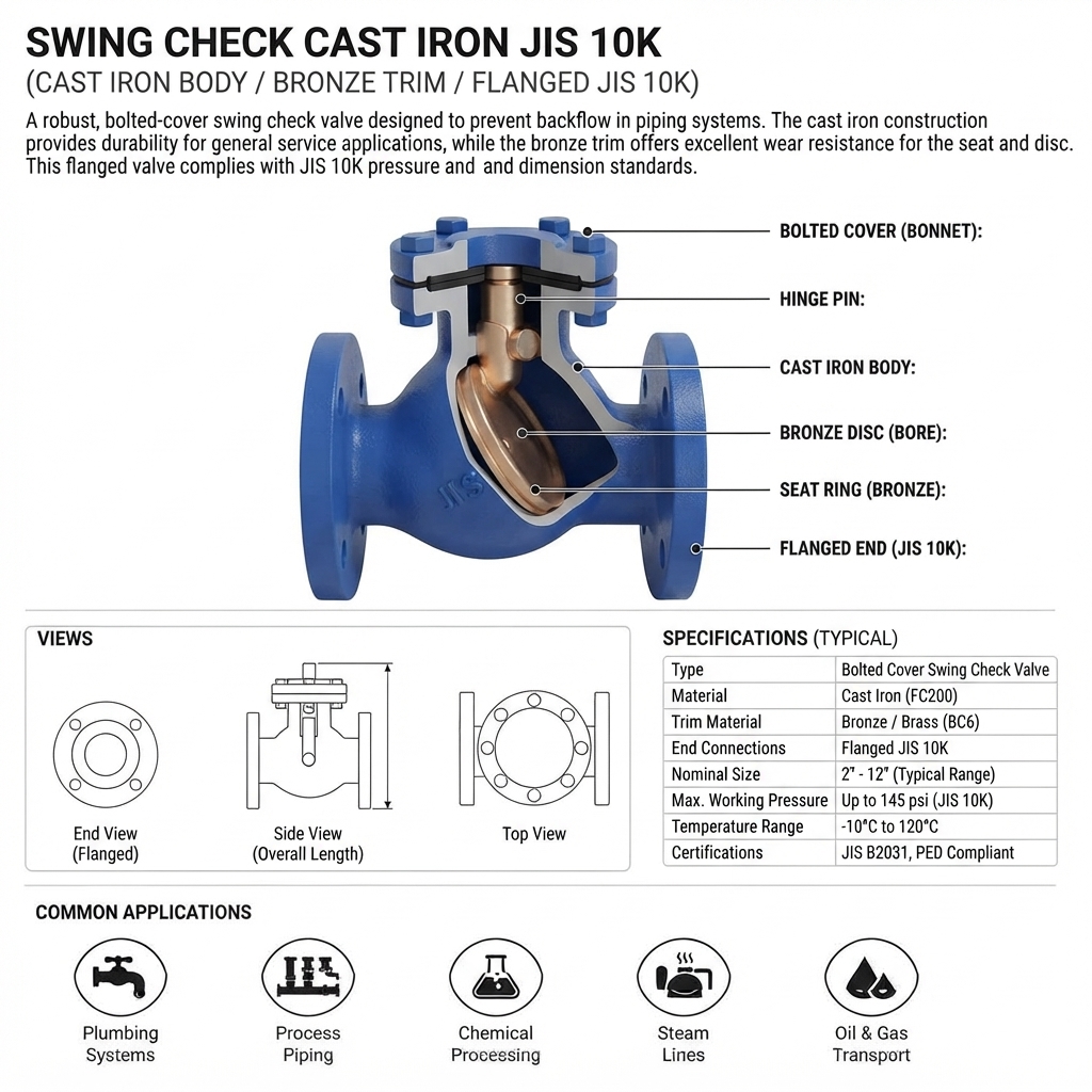 SWING CHECK CAST IRON JIS 10K