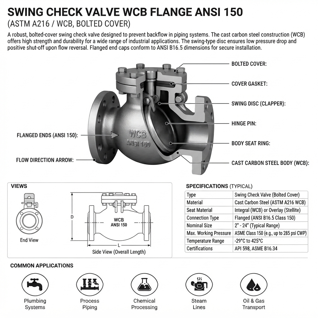 SWING CHECK VALVE WCB FLANGE ANSI 150