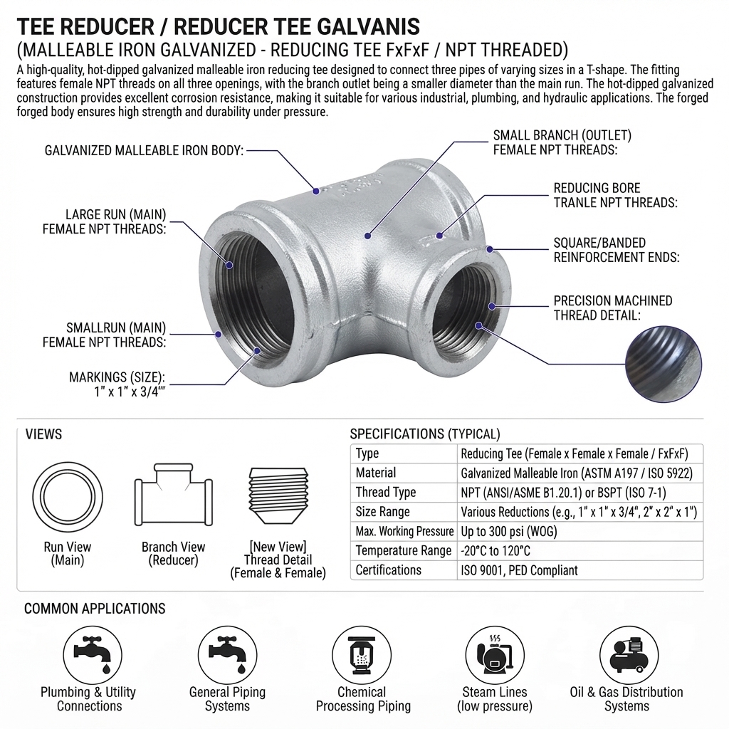 TEE REDUCER / REDUCER TEE GALVANIS