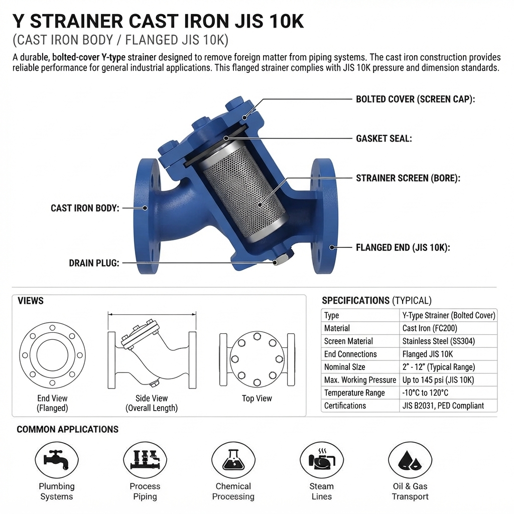 Y STRAINER CAST IRON JIS 10K