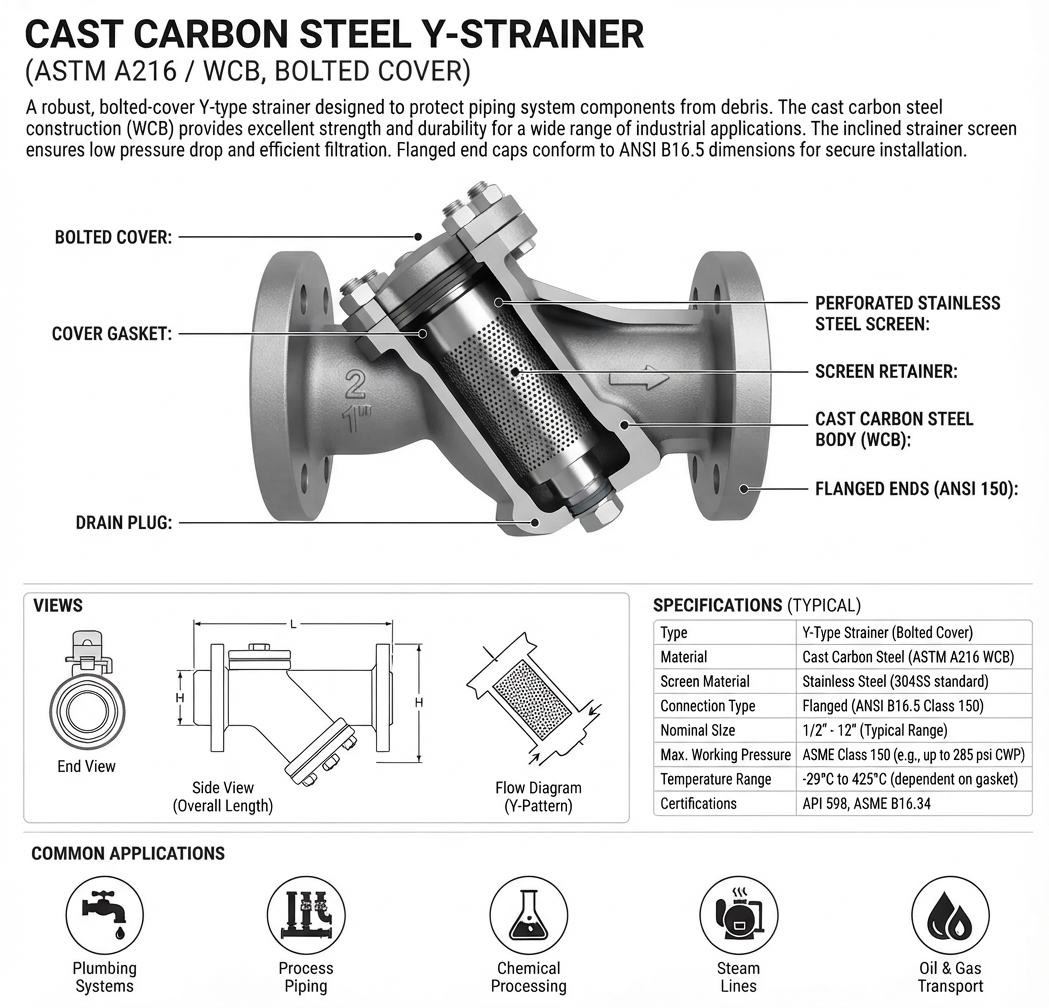 Y STRAINER WCB FLANGE ANSI 150